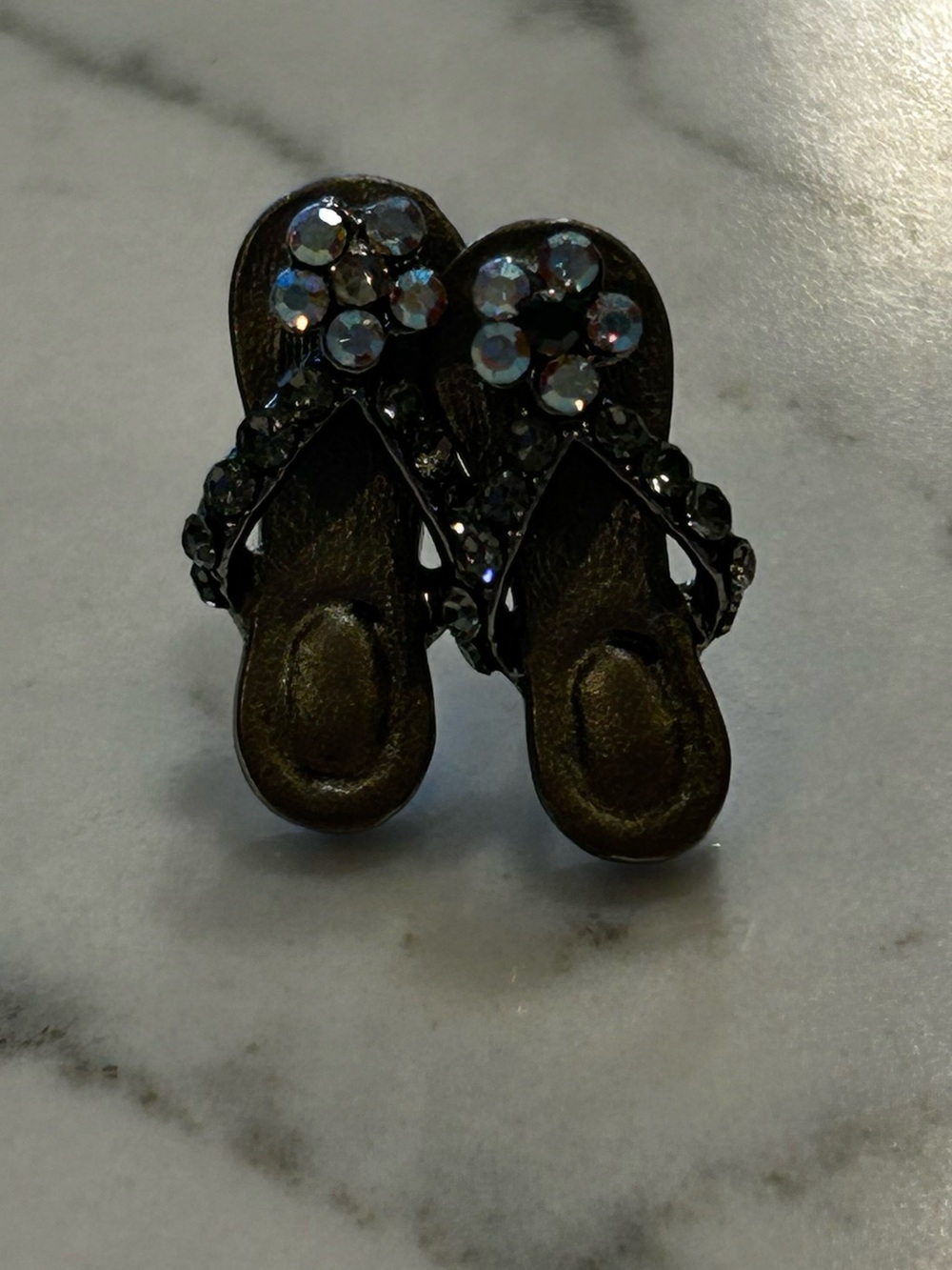 Small Rhinestone Sandal Flip Flop Earrings